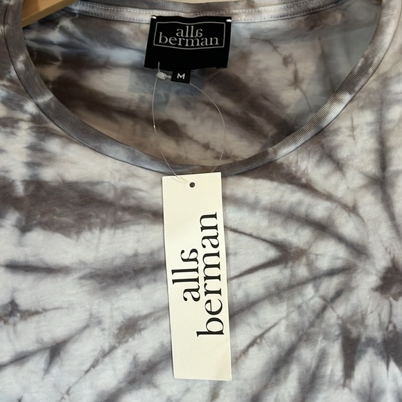 NWT Alla Berman | Tylar Top Tie Dye Scoop Neck Shoulder Padding Cotton Tee Med - Picture 4 of 7